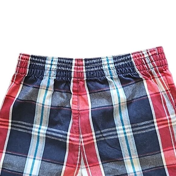 Excellent Garanimals Toddler Boys Pull-On Plaid Cotton Shorts Navy Red Blue 18M - Picture 2 of 4